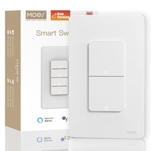 LinkMejor WiFi Smart Zweifach Lichtschalter, Neutral Required, Weiß