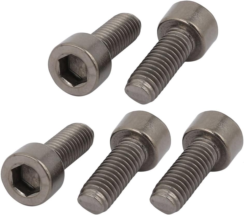 5 Pcs M6x15mm Thread Hex Socket Drive Cap Head Titanium Screw