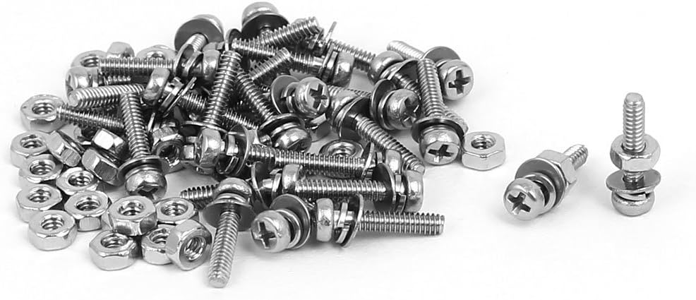 M1.6 x 8mm 304 Stainless Steel Phillips Pan Head Screws Nuts w Washers 30 Sets