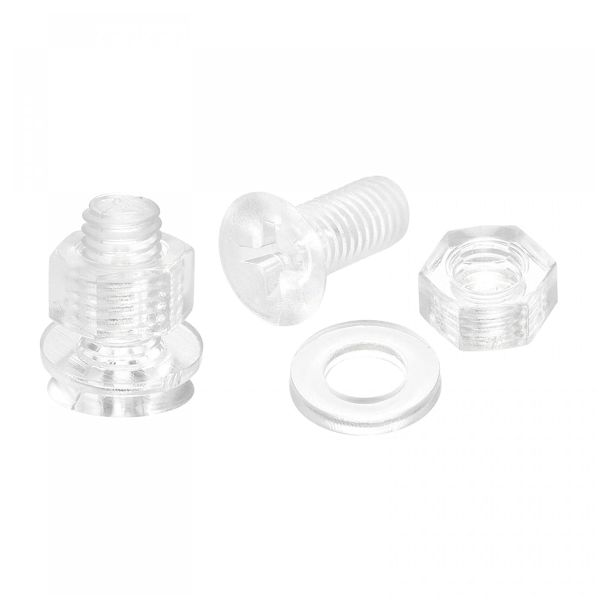 M5 x 12mm Plastic Phillips Machine Screws with Nuts and Flat Washers, PC Flat Head Machine Bolts Transparent 20 Sets