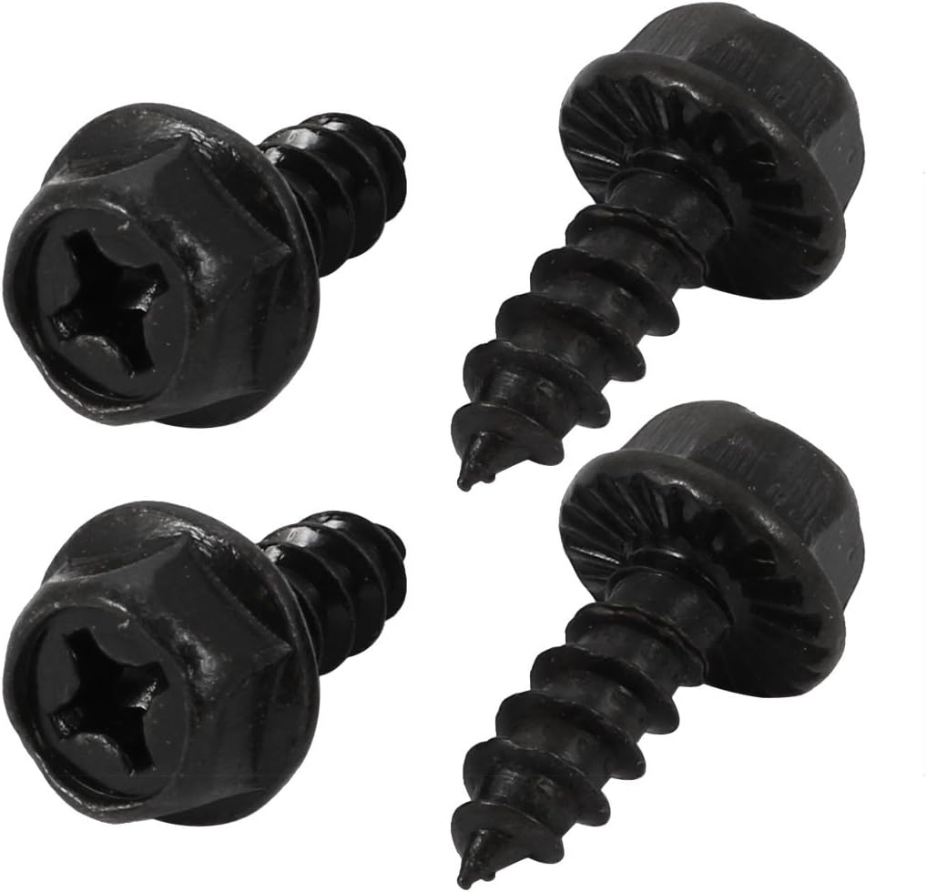 M6x16mm Iron Zinc Plated Self-Tapping Hex Flange Phillips Drive Blot Screw 4pcs