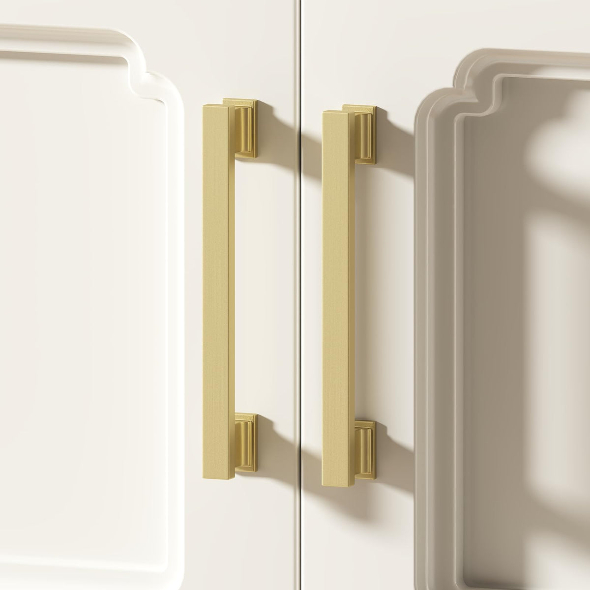 LinkMejor Brushed Gold Cabinet Pulls Kitchen Handles, 10 Pack, 3-3/4 Inch