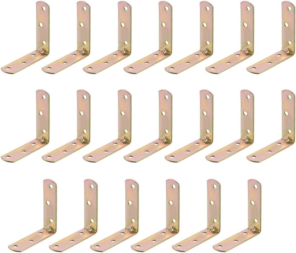 Corner Brace, 60mm x 60mm Zinc Plated Joint Right Angle Corner Fastener Joints Support Bracket, 20 Pcs