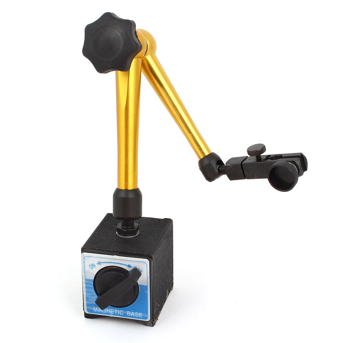 a14111800ux0562 Black Gold Tone Magnetic Switch Bass Holder for Dial Gauge Indicator, Aluminum