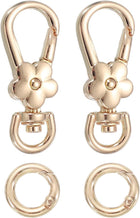 2pcs Metal Lobster Claw Clasps, Flower Swivel Lanyards Trigger Snap Hooks Keychain Strap with Spring Ring for Jewelry Making Purse Bag Key Chains Connector, Light Gold