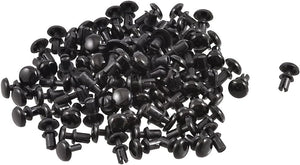 100 Pcs 3mm Bottom Dia Nylon Removable Push Head Fasteners Rivets Black