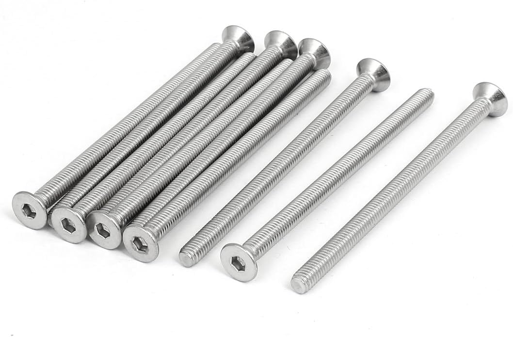 M6x100mm 304 Stainless Steel Flat Head Hex Socket Cap Screws DIN7991 10pcs