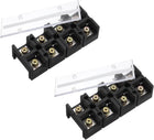 2 Pcs Barrier Terminal Strip Block 600V 100A Dual Rows 4 Positions Rail Base Screw Connector(The Shell Is Made of Flame Retardant and Heat Resistant Material)