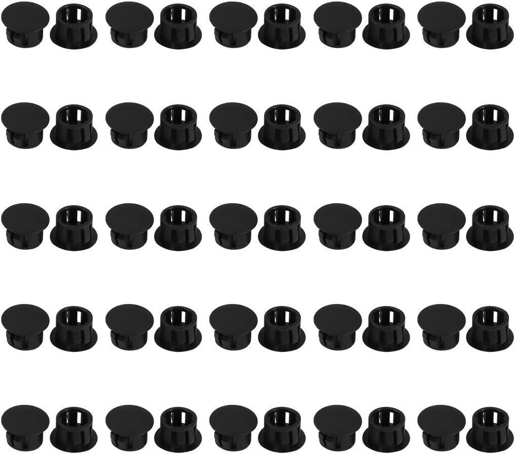 50pcs 13mm Dia Black Plastic Tubing Plug Door and Window Locking Hole Plugs