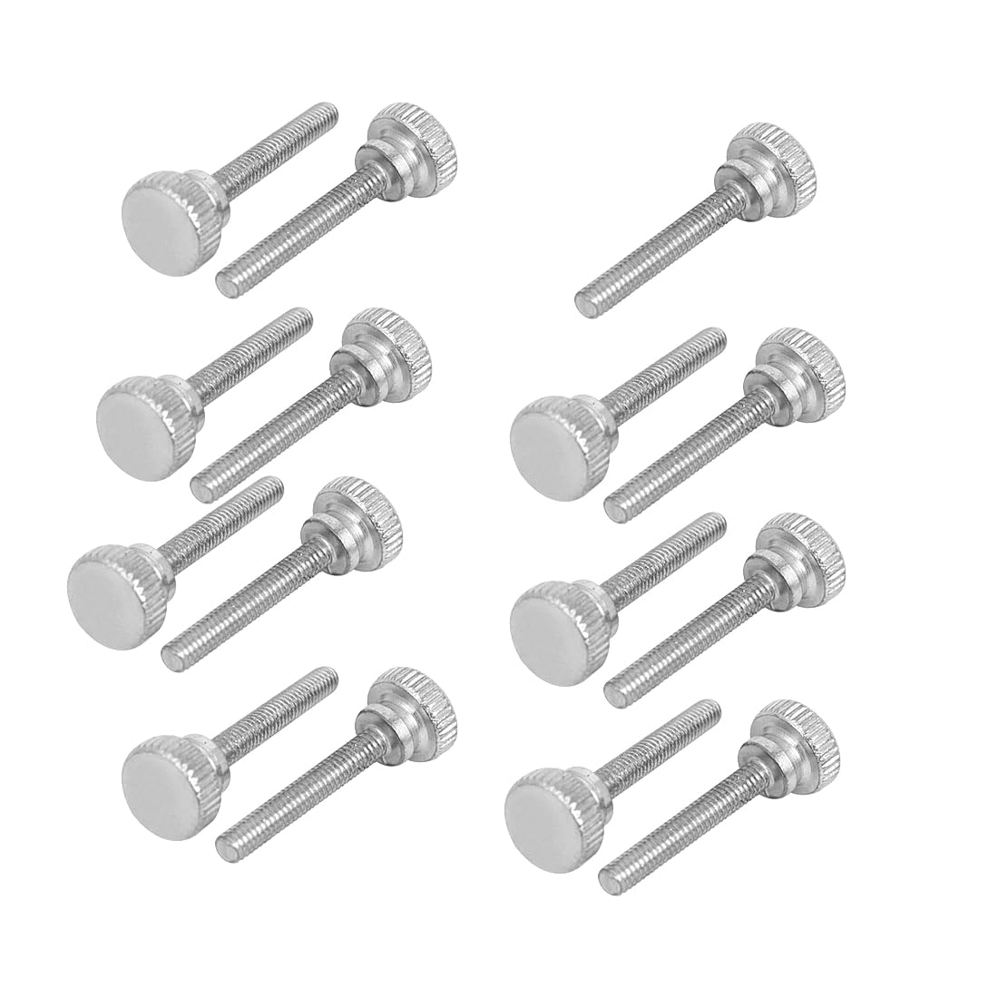 M4x25mm Flat Knurled Head Fully Threaded Thumb Screws Bolts Fastener 15pcs