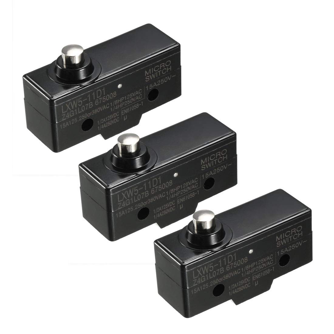 3PCS LXW5-11D1 1NO + 1NC Short Reed Snap Button Lever Type Micro Limit Switches