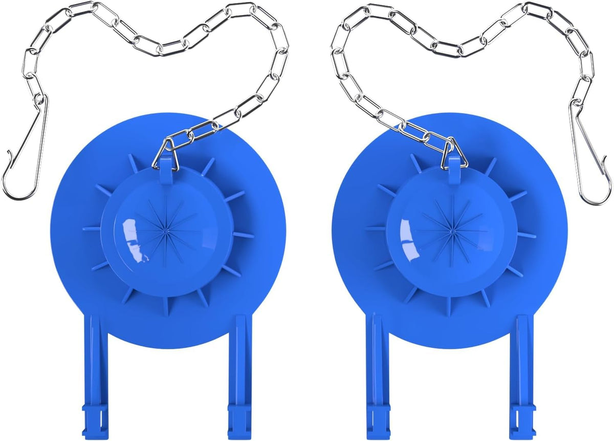2-Pack Universeel 2" Toilet Flapper Vervangingsset - Duurzaam Rubber & RVS Ketting (Blauw)