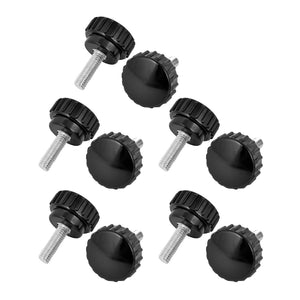 a14051400ux0069 Black Head 6 mm Diameter Male Thread Screw On Type Clamping Knob 10Pcs, Metal/Plastic