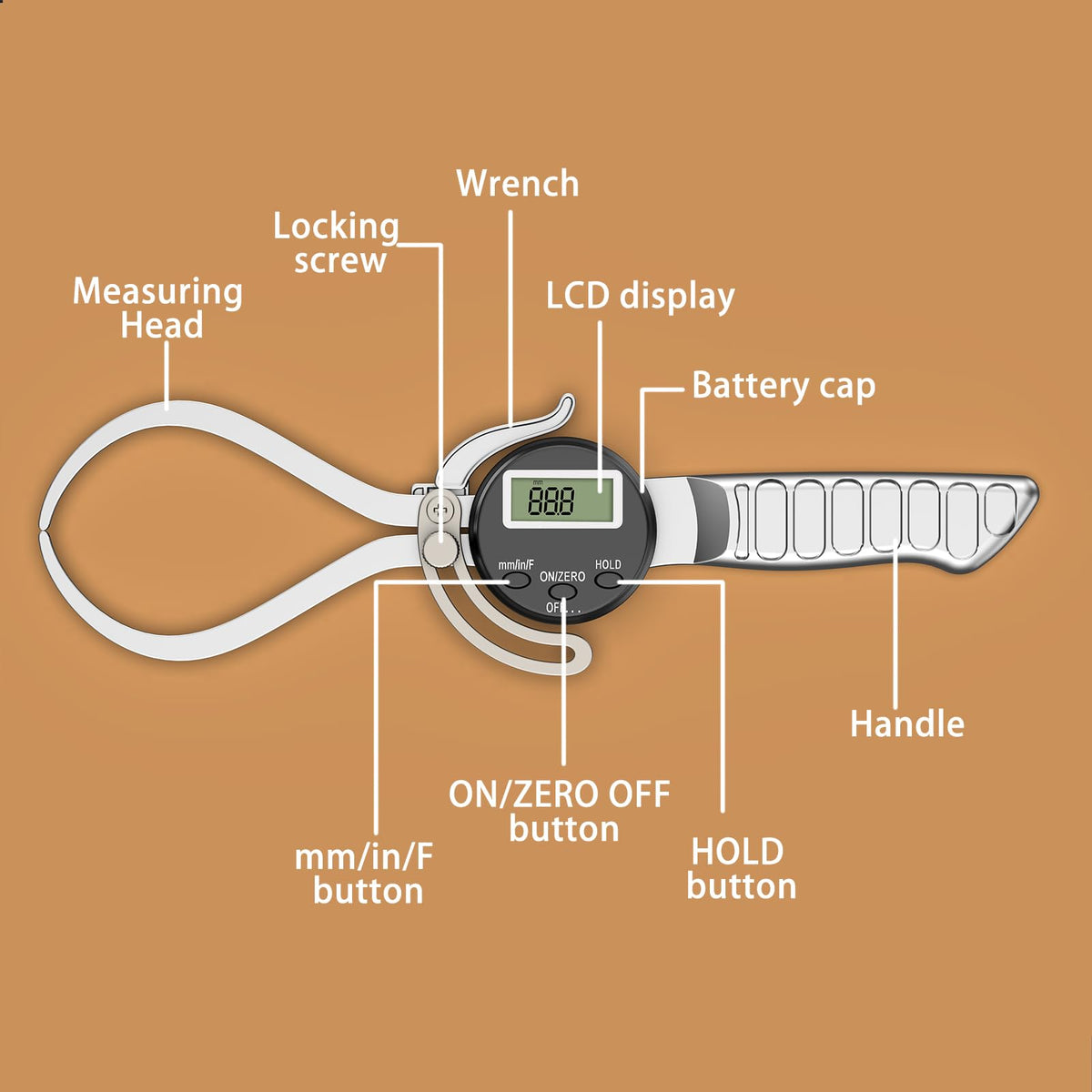 LinkMejor Cyfrowy Wewnętrzny Kaliper Skalik, Favor 0.5"-7”
