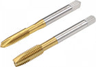 Spiral Point Threading Taps Set M6 x 1 M8 x 1.25, HSS (High Speed Steel) 6542 Titanium Coated Machine Straight Flute Thread Screw Tap 2pcs