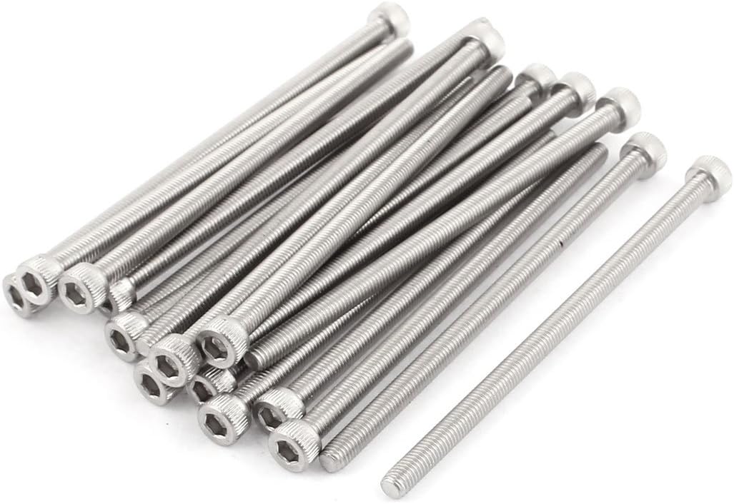 M5x100mm Thread 304 Stainless Steel Hex Socket Head Cap Screw Bolt DIN912 20pcs