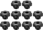 10pcs Clamping Star Knobs M8 Metric Female Thread 40mm 7-Point Star Plastic Head Through Hole Brass Insert Screw-in Threaded Hand Knob Handles Jig Knobs, Black