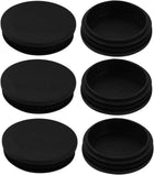 6pcs 70mm Diameter Tube Insert Chair Leg Cap Round Black Plastic Tubing Plug