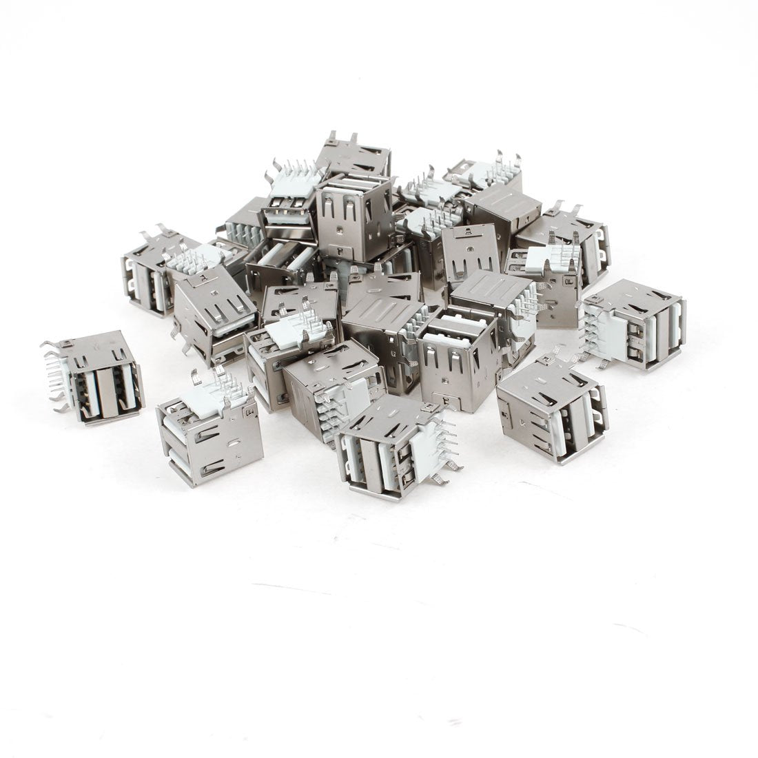 Dual USB Type A Right Angle DIP 8-Pin Female Jack Socket Connector, 30 Pieces