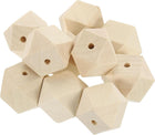 10 Pcs Geometric Wood Beads, 30mm/1.18inch Unfinished Geometric Hexagon Bead, Natural Color Loose Spacer Beads for Jewelry Craft Making Home Decor