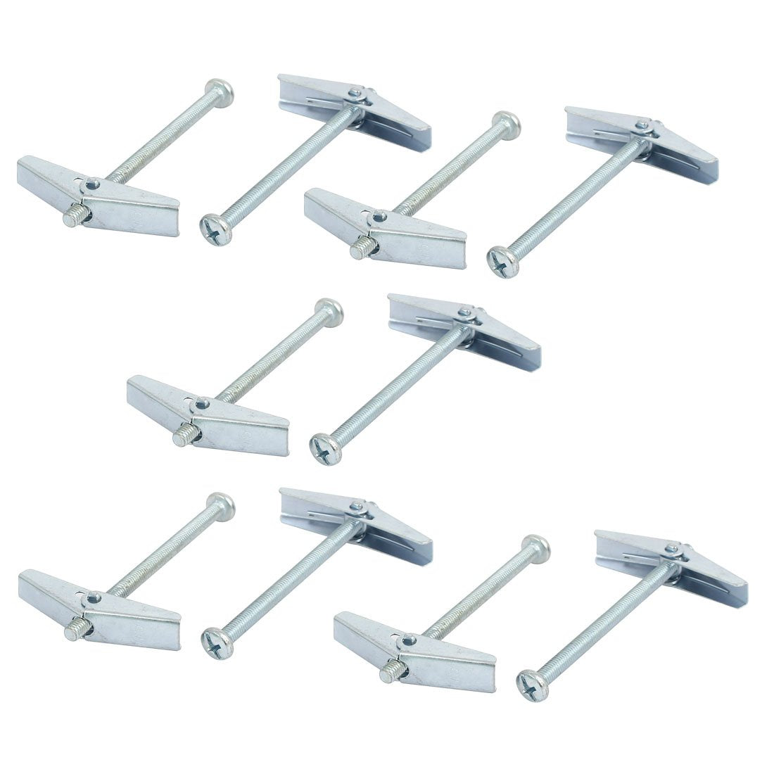 M5 x 75mm Male Thread Spring Loaded Hollow Wall Round Head Toggle Bolt 10pcs