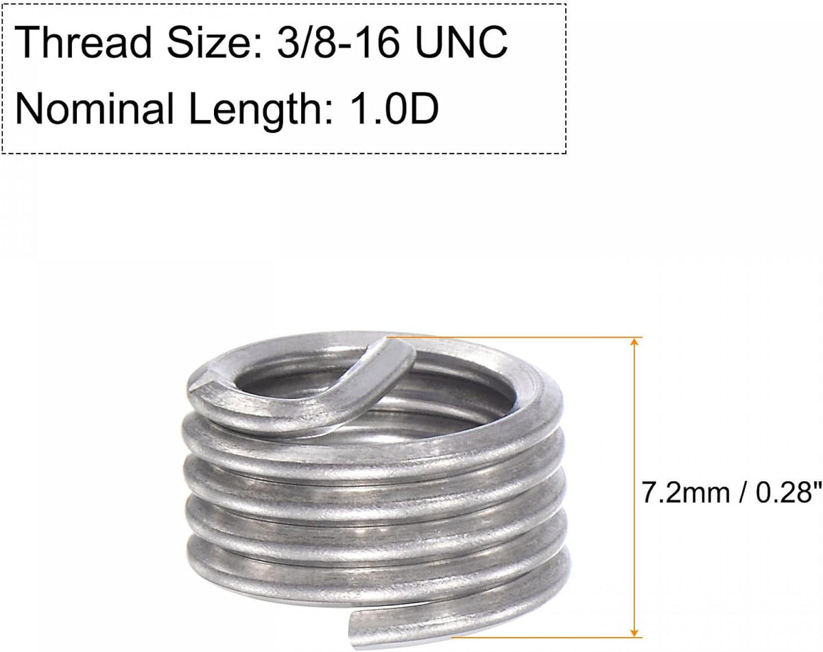 Trådinsatser 5/16-18 UNC 1.0D 304 rostfritt stål spiral typ coiltvåvad tråd skruv reparations trådslang stålskal 10st