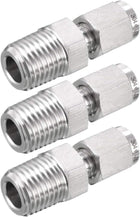 Compression Tube Fitting, 1/4 NPT Male x Ф1/8" Tube OD with Double Ferrules 3pcs