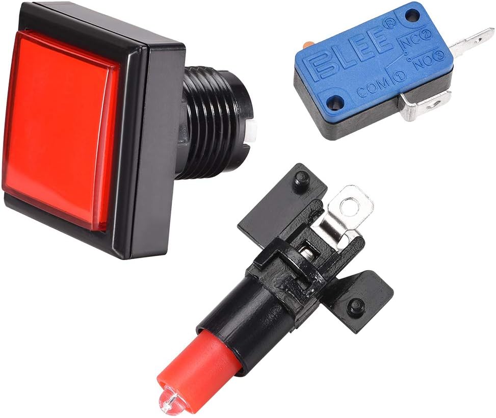 ゲーム用プッシュボタン 44x44角 12V LEDイルミネートドプッシュボタンスイッチ マイクロスイッチ アーケードビデオゲーム ホワイト 2個