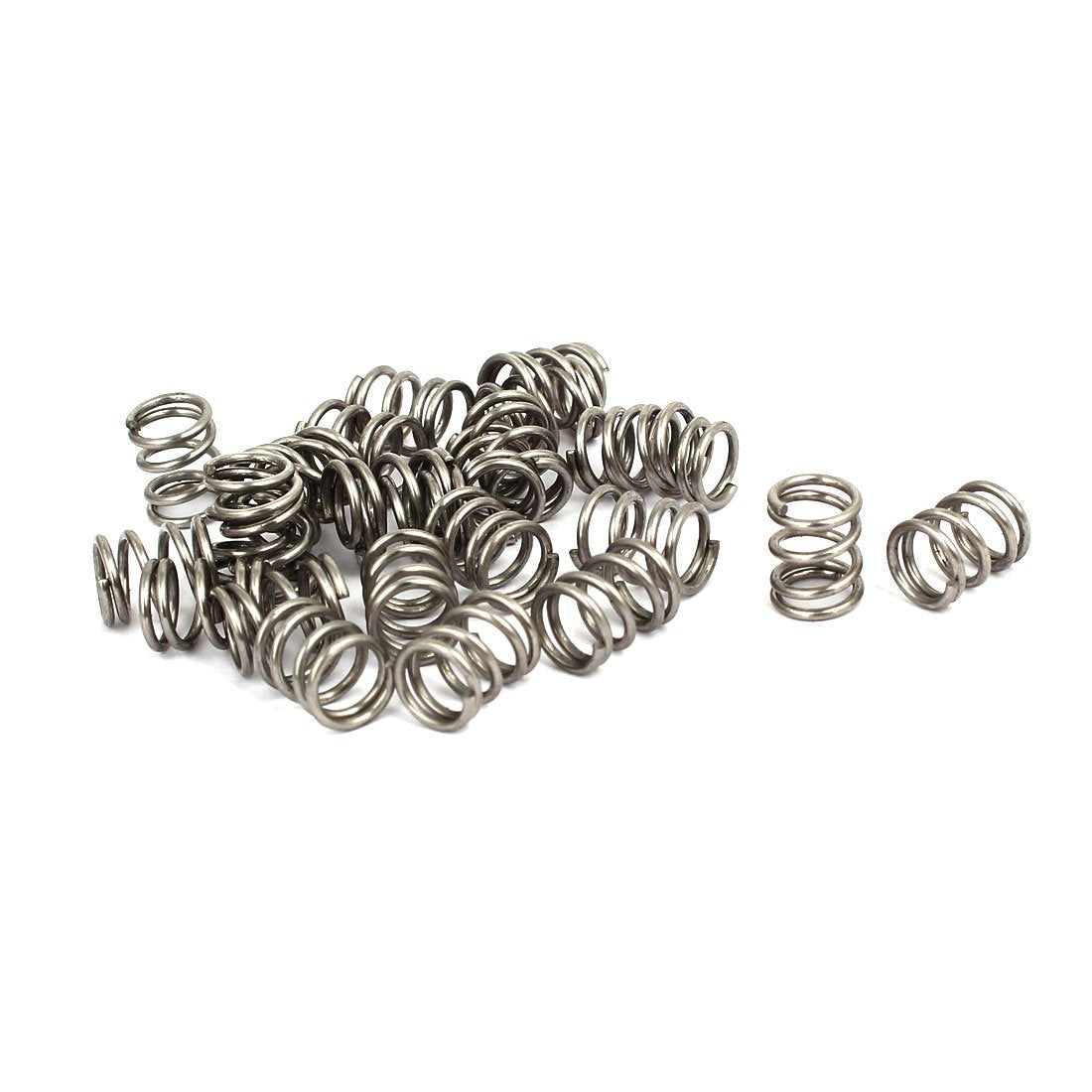 Compression Spring,304 Stainless Steel,8mm OD,1mm Wire Size,10mm Free Length,Silver Tone,20Pcs