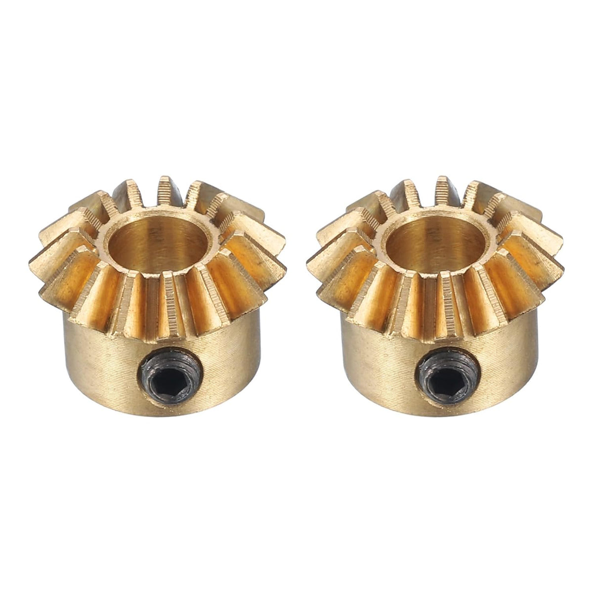 2pcs Bevel Gear 0.8 Module 1:1 Reduction Rate 15T 5mm Hole Dia Bevel Pinion Gear Brass, 45 Degree Steering Gear for Hardware Mechanical Rotation, Yellow
