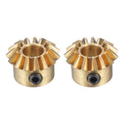 2pcs Bevel Gear 0.8 Module 1:1 Reduction Rate 15T 5mm Hole Dia Bevel Pinion Gear Brass, 45 Degree Steering Gear for Hardware Mechanical Rotation, Yellow