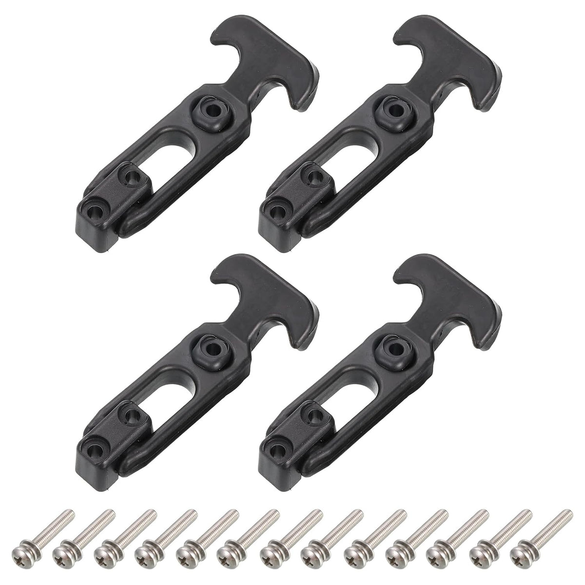 4 Set Rubber Flexible T-Handle Draw Latches 4.4 Inch Latch Hasp for Tool Box, Cooler, Golf Cart, Engineering Machine Hood, Black
