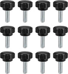 M6 x 15mm Metric Male Thread Knurled Clamping Knobs Grip Thumb Screw on Type Plastic Threaded Hand Bolt Knobs Black 12 Pcs
