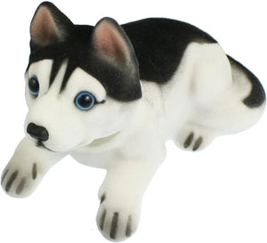 Car Auto White Black Husky Nodding Dog Decoration w Fragrant Beads