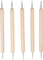 LinkMejor 5-Pack Dotting Tools, Clay Sculpture Double-Sided Wooden Ball Stylus for Modeling Embossing Art