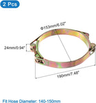 2Pcs T-Bolt Hose Clamps, 140-150mm/5.51"-5.91" ID Range, Carbon Steel Radiator Hose Clamp Intake Clamp for Truck Exhaust