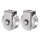 2pcs V Groove Track Wheel, 1.89" 201 Stainless Steel Sliding Gate Double Bearing Rollers with Bracket for Inverted Track, Industrial Machines