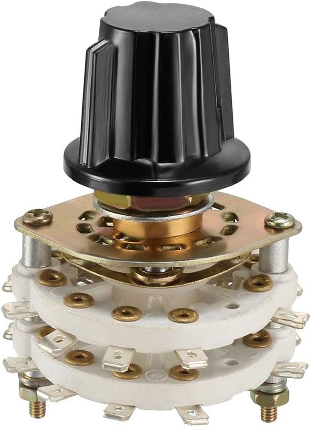 4P4T 4 Pole 4 Position 2 Deck Band Channel Rotary Switch Selector with Knob