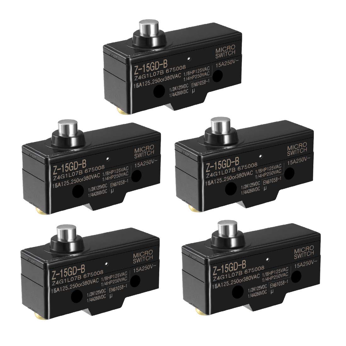 5PCS Z-15GD-B 1NO + 1NC Short Reed Snap Button Lever Type Micro Switches