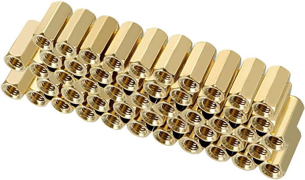 50pcs Brass Straight PCB Pillar Female Thread Hex Standoff Spacer M3x5x10mm