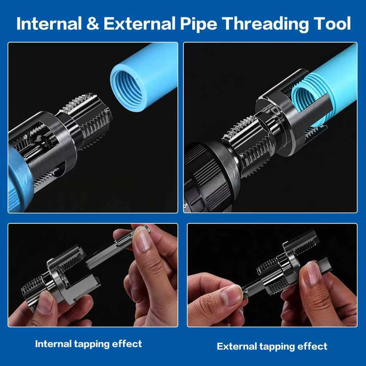 3Pcs Kit de Herramienta de Tornillo de Tubería de PVC, Doble Función Interna