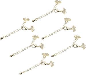 80mm Layering Necklace Clasps with Extender Chain, 6Pcs Double Strands Necklace Bracelet Bling Connector for DIY Jewelry Making, Gold Tone