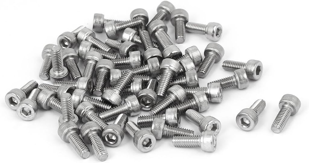 M4x10mm Thread 304 Stainless Steel Hex Socket Head Cap Screw Bolt DIN912 55pcs