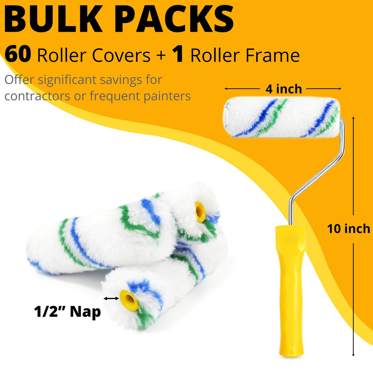 LinkMejor 4" pieni maalirengas 4 tuumaa, 1/2" nappi rengasliittimellä, 61 kpl