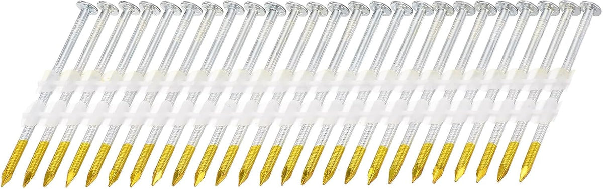 700Pcs 21 Degree 0.113" x 2-3/8" Framing Nails, Galvanized Carbon Steel Plastic Collated Nails for Furniture/Constructions, Color Zinc