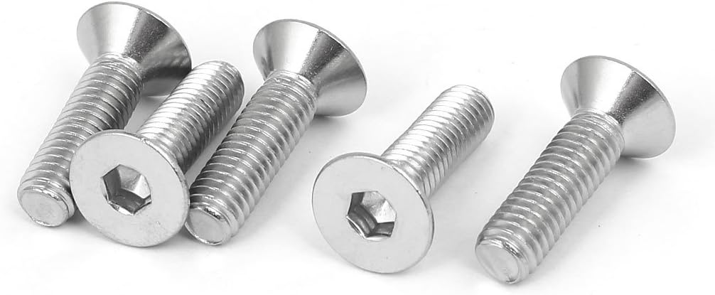 M6x22mm 316 Stainless Steel Countersunk Flat Head Hex Socket Cap Screw Bolt 5pcs