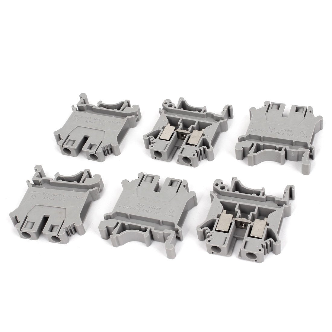 a14120800ux0422 57A 2 UK6N DIN Rail Terminal Block Connector, 800V, 6 Piece, 6 mm, Gray
