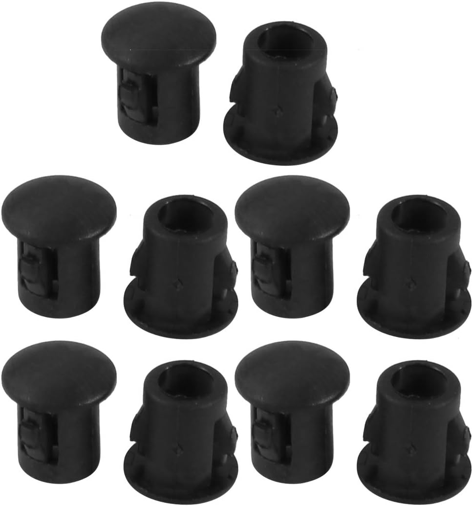 10pcs 5mm Dia Black Plastic Tubing Plug Door and Window Locking Hole Plugs