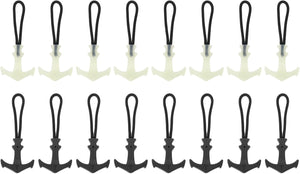 6pcs Luminous Zipper Pulls, Zipper Puller Head Glow in The Dark Anti-Lost Extenders for Outdoor Mountaineering Camping Jackets Luggage Backpacks Handbags, White/Black