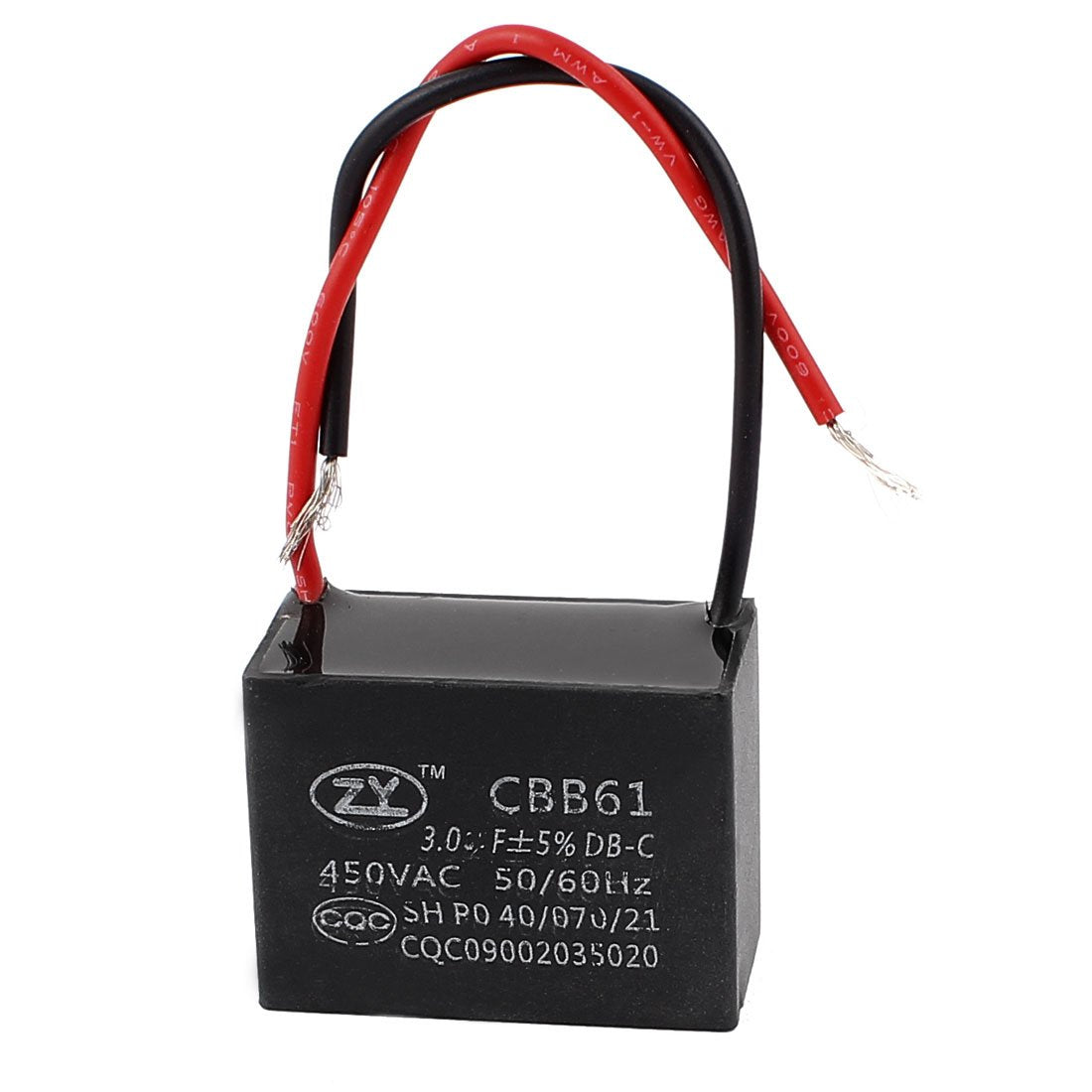 a12040700ux0095 CBB61 AC 450V 3uF Ceiling Fan 2 Wires Motor Run Capacitor, Black